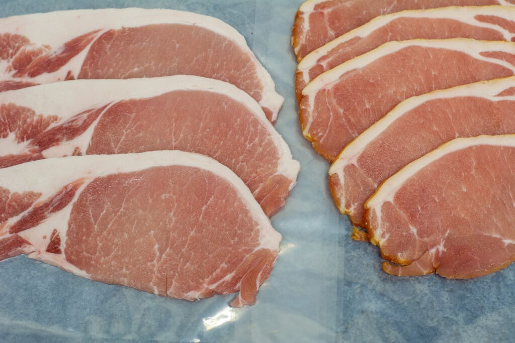 Unsmoked Bacon & Smoked Bacon unpackaged